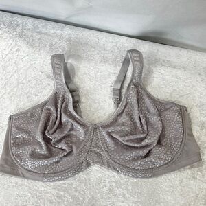 Breezies Underwire Diamond Shimmer Unlined Support Bra Plus Size 48DDD Gray Grey